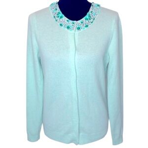 Vineyard Vines 100% Cashmere/Wool Cardigan Sweater Embellished Rhinestones